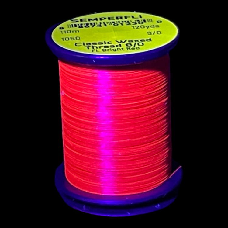 Semperfli Classic Waxed Thread 8/0 110m (120 Yards) Fluoro Bright Red